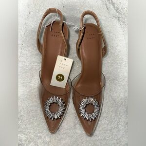 Clear & Nude Sling Back Heels size 11 NWT